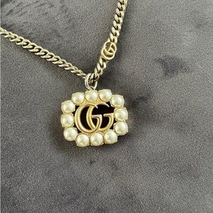 Gucci Pearl Logo Chain Necklace